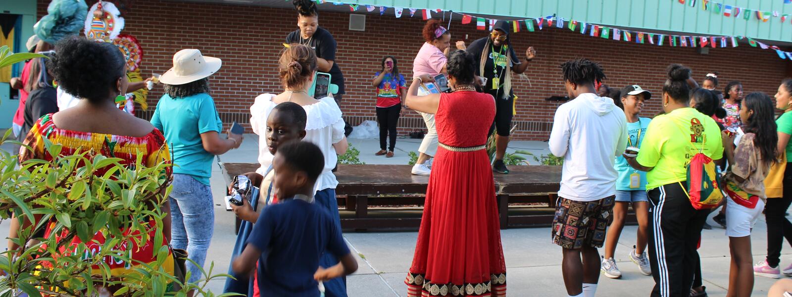 Families at an outdoor community celebration